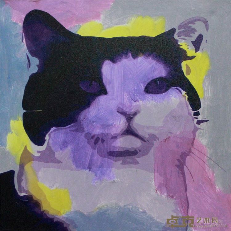 动物肖像系列之 花猫  布面丙烯   50×50cm