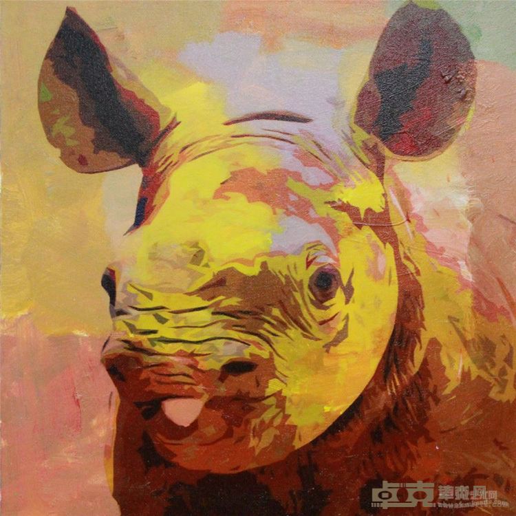 动物肖像系列之 小犀牛   布面丙烯   50×50cm
