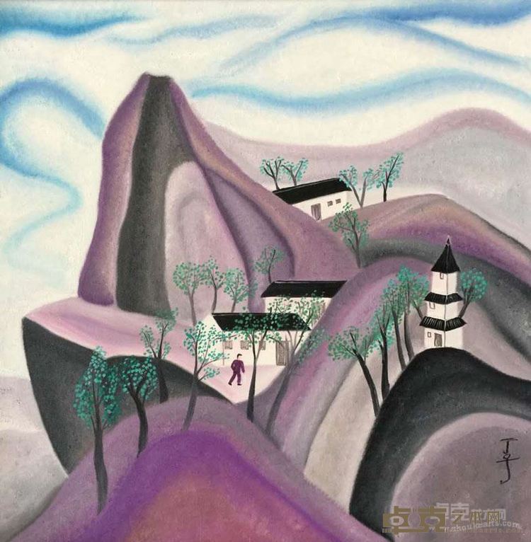 丁立人作品  天台胜景  60cm×60cm  布面油画
