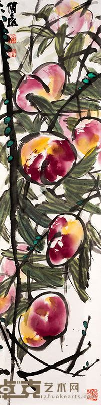 陆国强 大寿 彩墨纸本 139cm×35cm 2016年