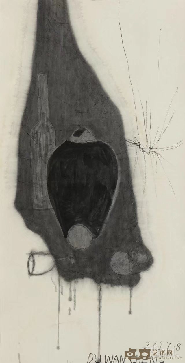 《朝前走别回头》(70x138cm)水墨2017