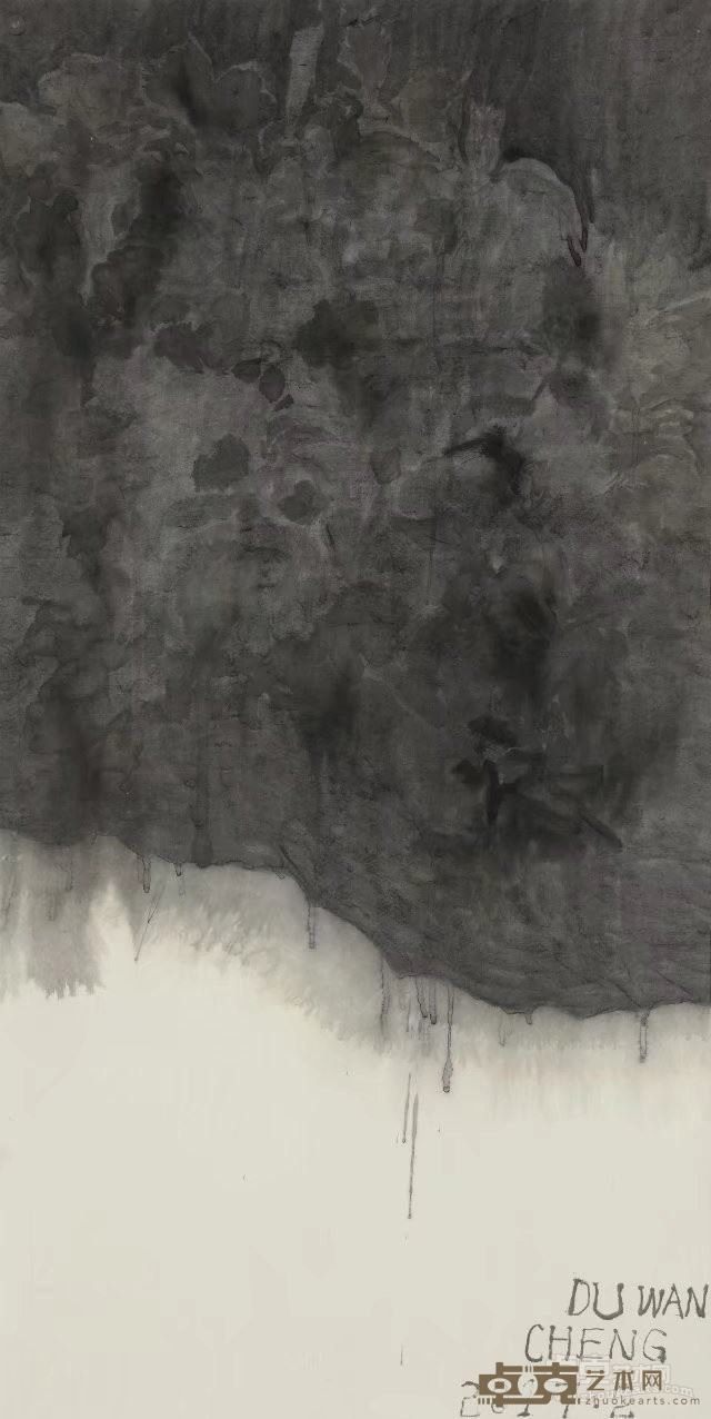 《没有雾霾的天是蓝的》(70x138cm)水墨2017