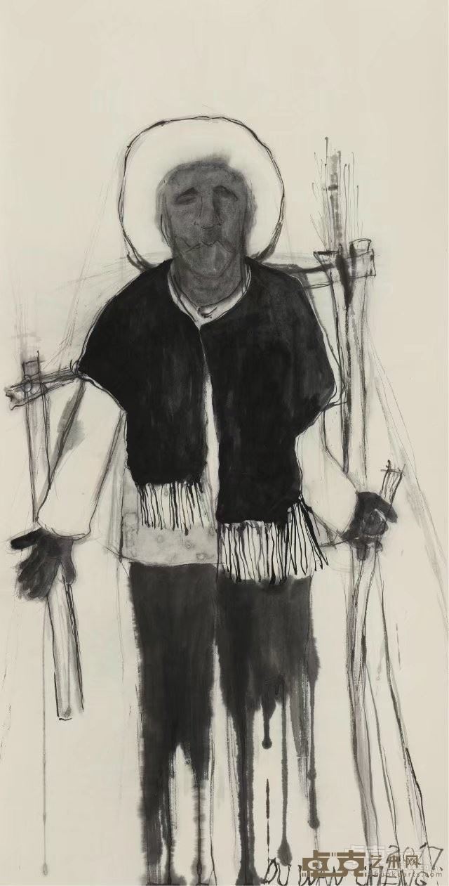 《在路上》(70x138cm)水墨2017