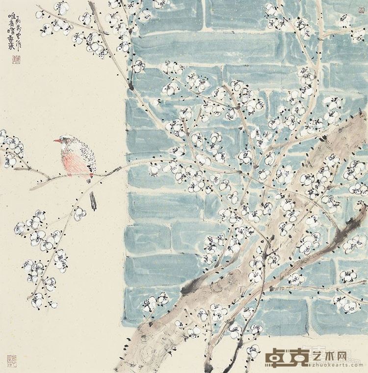 程万里--唯有暗香来，纸本设色，2017年，69x70cm