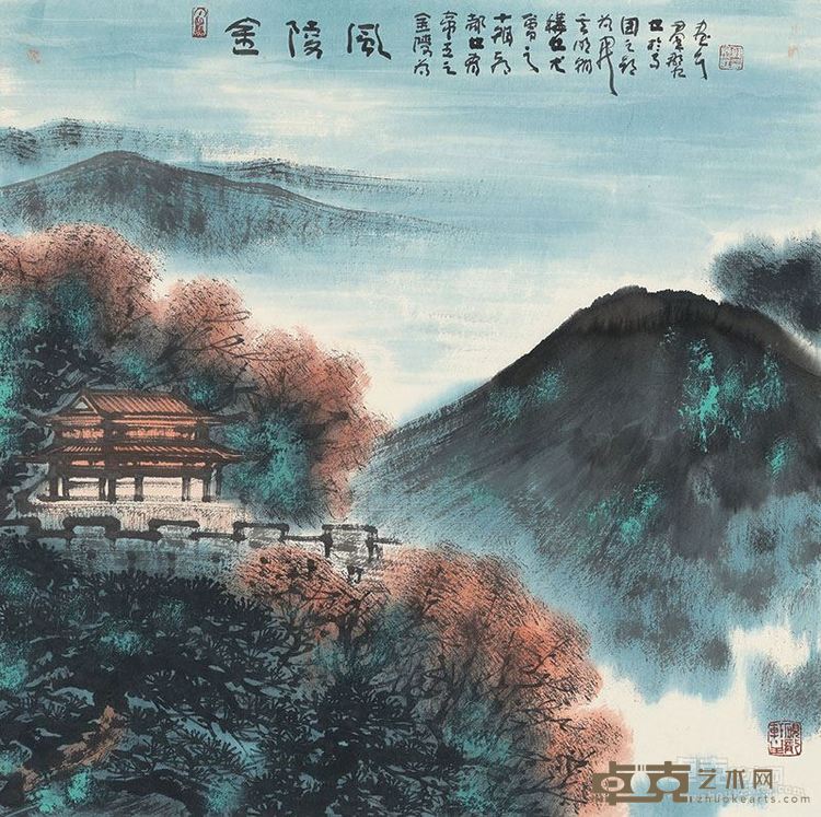 韩显红--金陵风，纸本设色，2017年，69x69cm