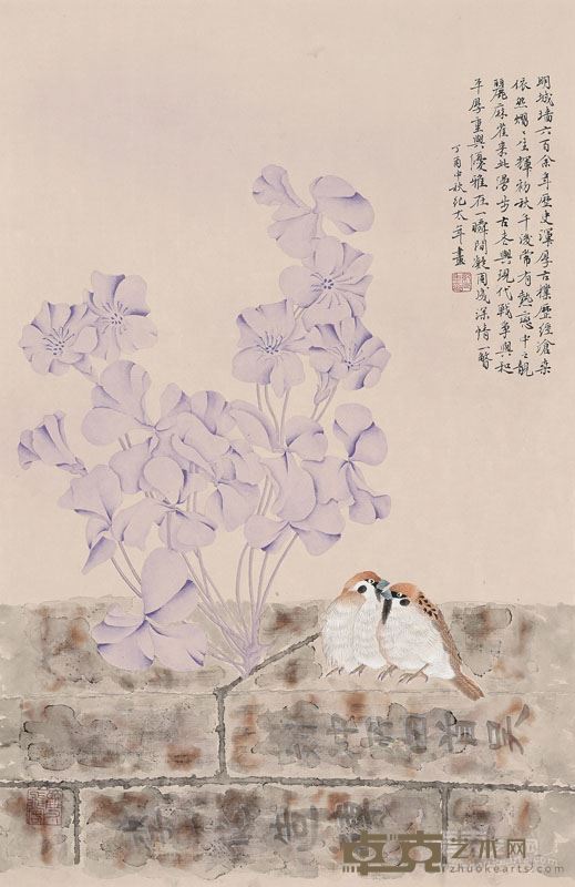 纪太年  情侣纸本设色，2017年，70x45cm