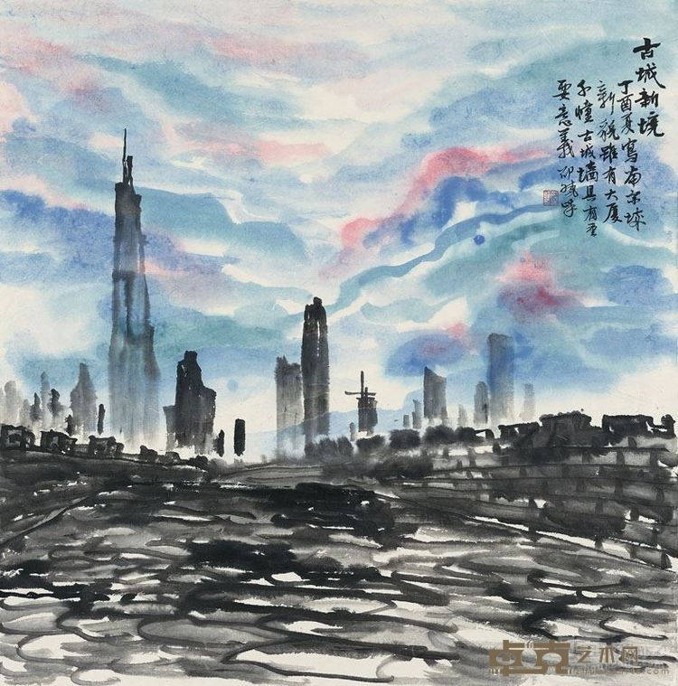 邵晓峰   古城新境，纸本水墨，2017年，69x69.5cm
