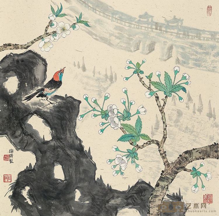 徐锴-玄武春色，纸本设色，2017年，69x69cm