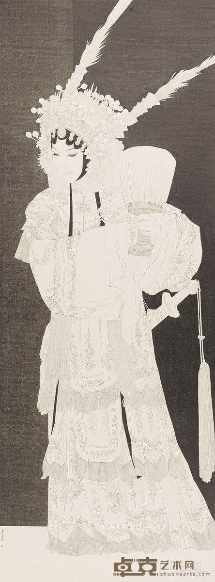 民国诗意——詹勇 百花公主之二 192x68cm  纸本水墨 2017