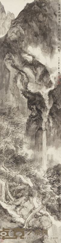 南宋烟柳——傅颖川 垂帘幽阁 137.5x34.5cm 纸本水墨 2017