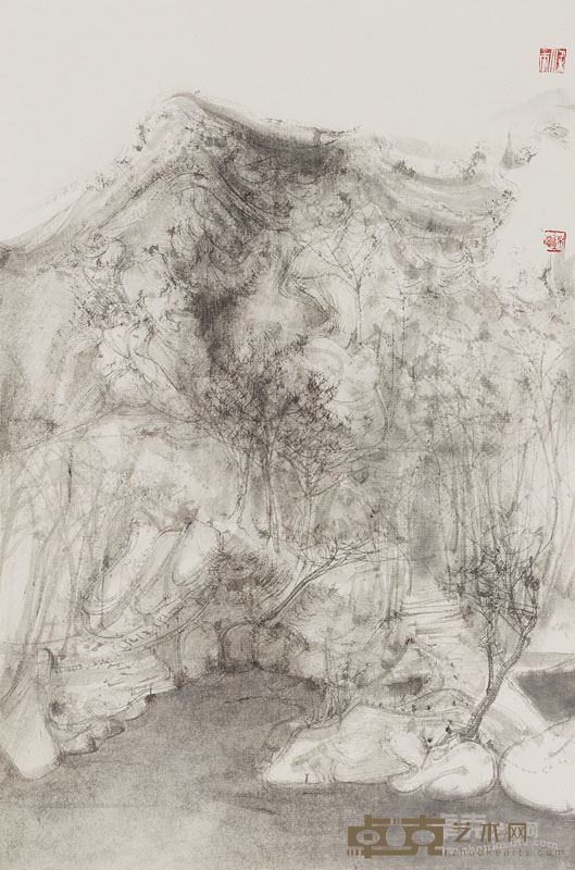 南宋烟柳——梁雨 寄鉴寺写生之二 35x23cm 纸本水墨 2017