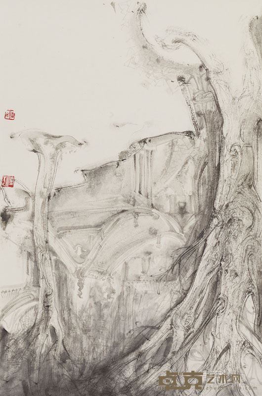 南宋烟柳——梁雨 寄鉴寺写生之一 35x23cm 纸本水墨 2017