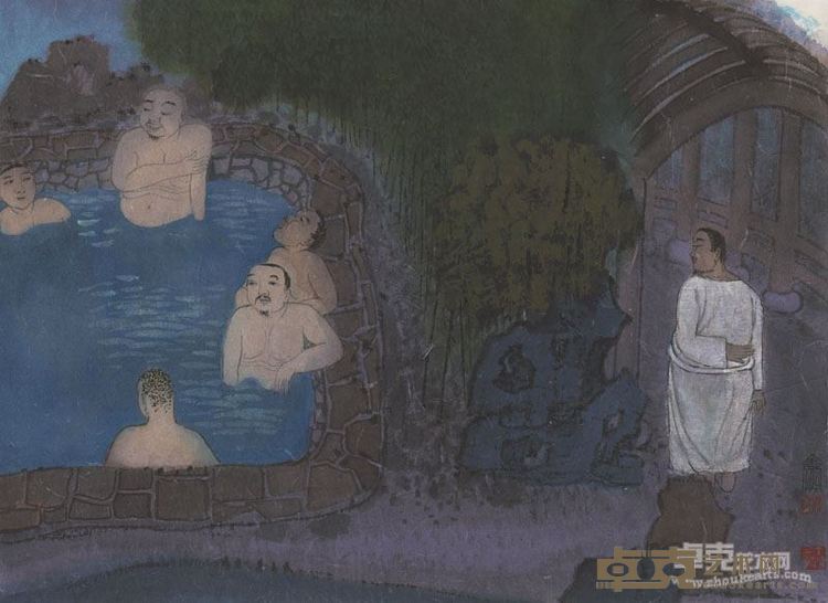 南朝风度——魏全儒 温泉系列之二 46x36cm 纸本设色2017