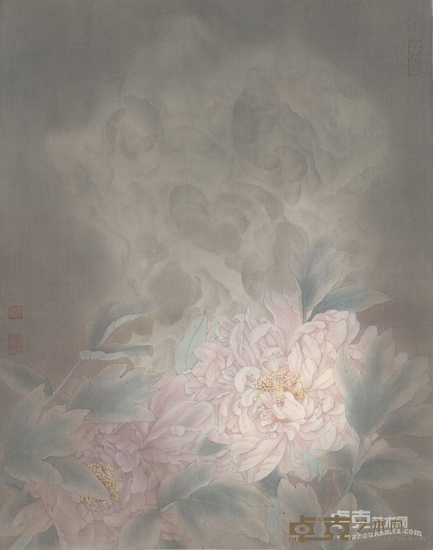 南唐明月——焦腾飞 牡丹册页之七 45×33cm 纸本设色 2017