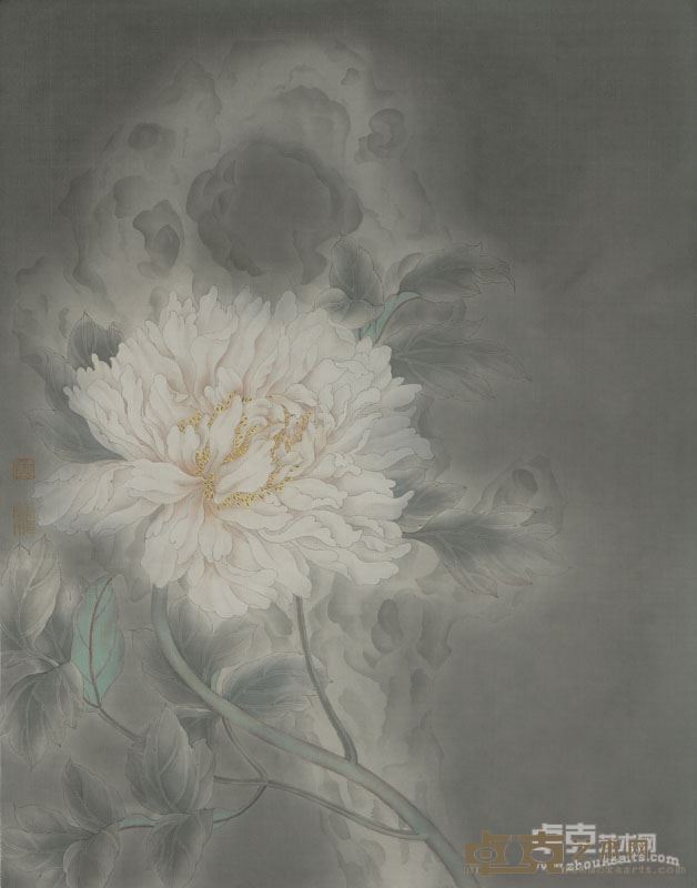 南唐明月——焦腾飞 牡丹册页之五 45×33cm 纸本设色 2017