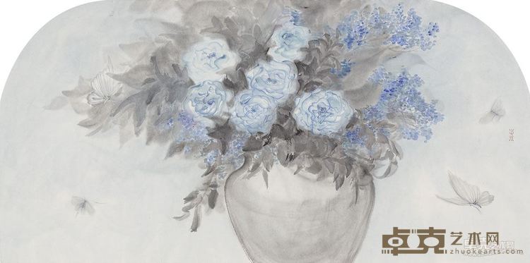 民国诗意——黄岑 花语系列之二 69.5x34cm 纸本设色 2017