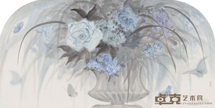 民国诗意——黄岑 花语系列之一 69.5x34cm 纸本设色 2017