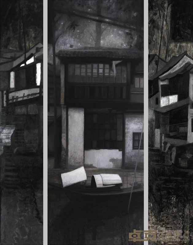 江南记忆 70x180cm×1   35x180cmx2 油画 2015-2016年