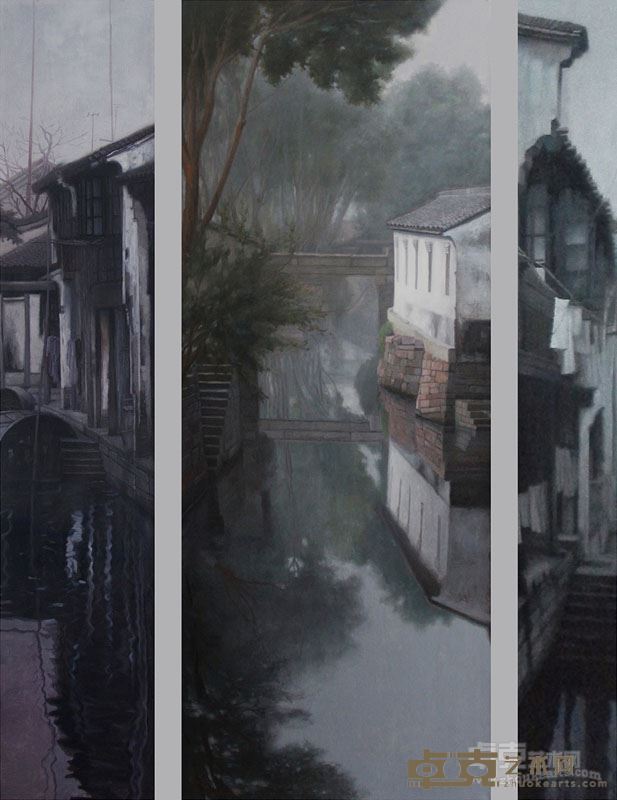 甪直 70x180cm×1   35x180cmx2 油画 2015-2016年
