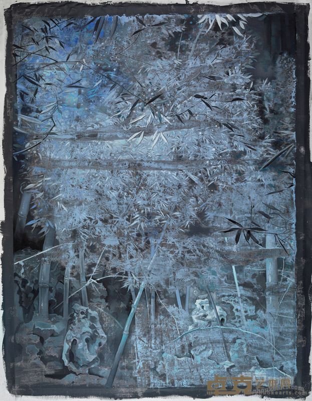 熊宇 石与竹 布上油画 200×150cm 2017年