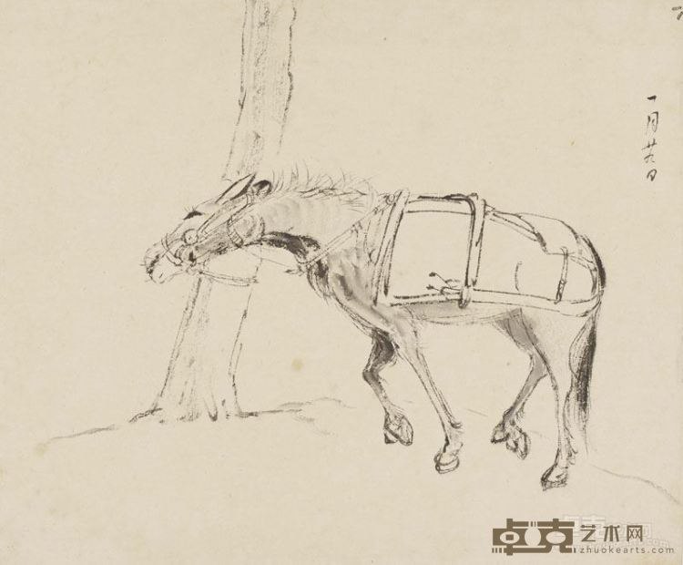 黎雄才 马之写生 20世纪40年代 23×32.5cm 岭南画派纪念馆藏