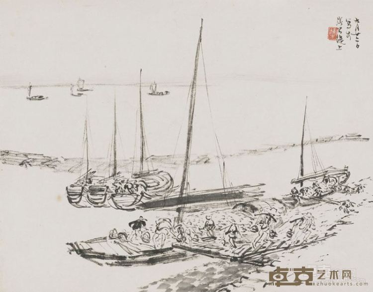 黎雄才 张公堤上 1954年 29×37.5cm 岭南画派纪念馆藏