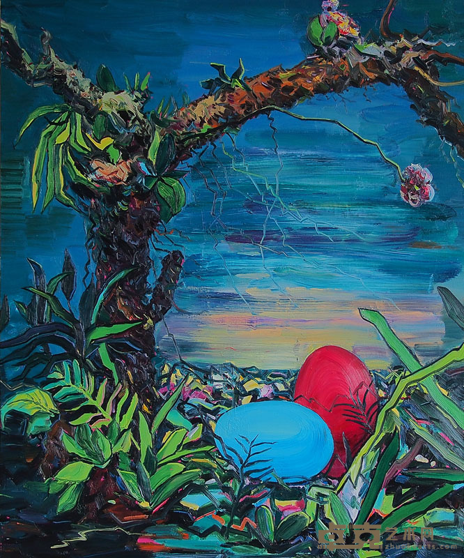 《诞生地》      布面油画120X150CM