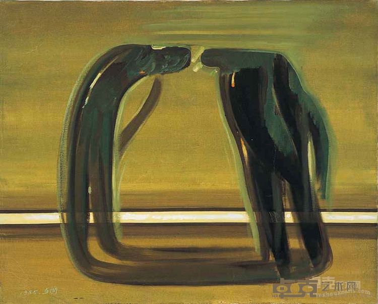 白线上的形态 张立国 布面油画80.5100cm1985