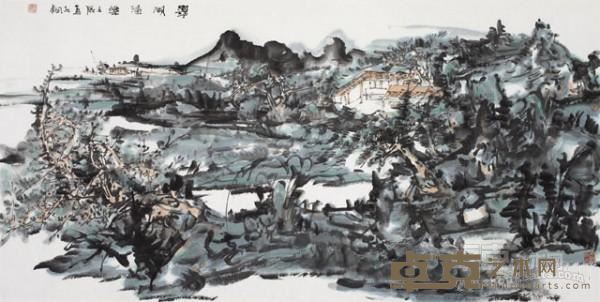 《翠湖渔乐》  熊红钢 136x68cm 2012年 纸本