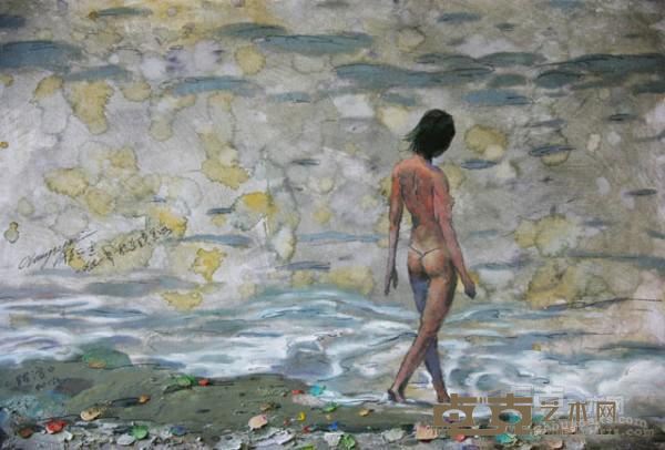 《踏浪》  程亚杰 40x56cm 1991年 布面油画