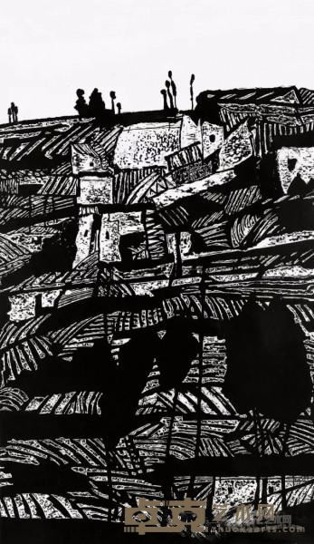 《家乡的土地》  蔡丽辉 115x76.5cm 2005年 黑白木刻