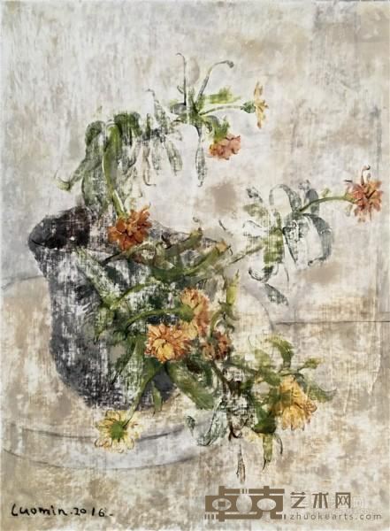 《秋菊no.2》  罗敏 40x30cm 2016年 布面油画