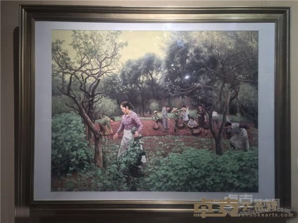 《野草滩田园晚餐》  陈树中 108x138cm  水彩粉画