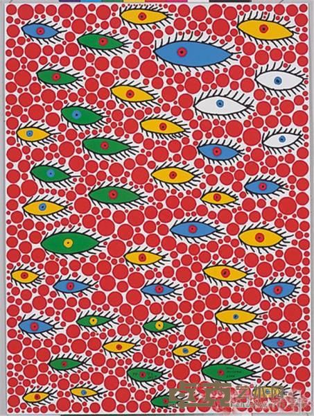 《空中飞翔的眼睛》  草间弥生 76x56cm 2006年
