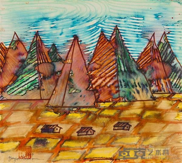 《山国》  草间弥生 27x24cm 1979年