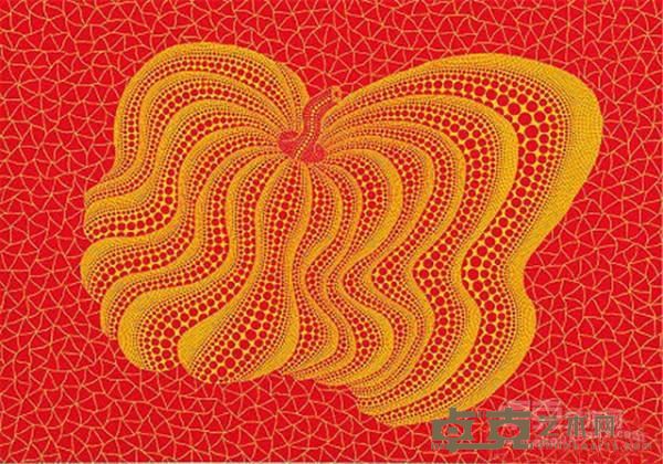 《舞动的南瓜》  草间弥生 39x56cm