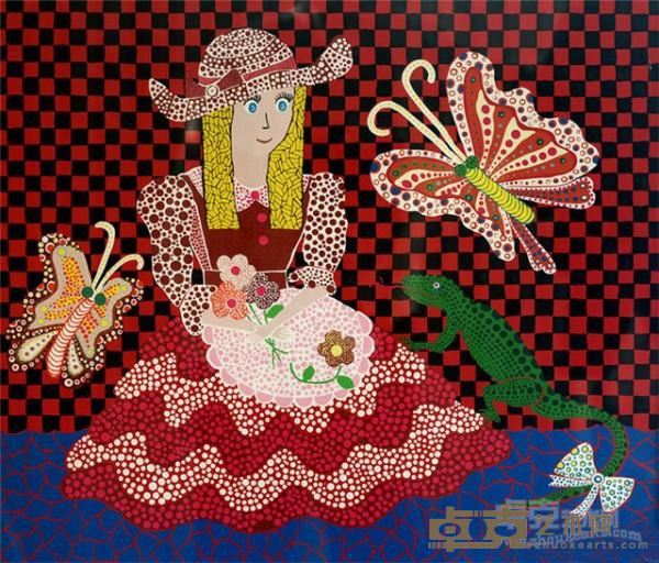 《蜥蜴》  草间弥生 52x45cm 1989年