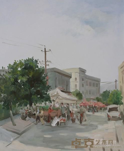 《新丝绸之路大秦系列-乡村小吃街》  刘文斌 60×73cm 2013年 布面油彩