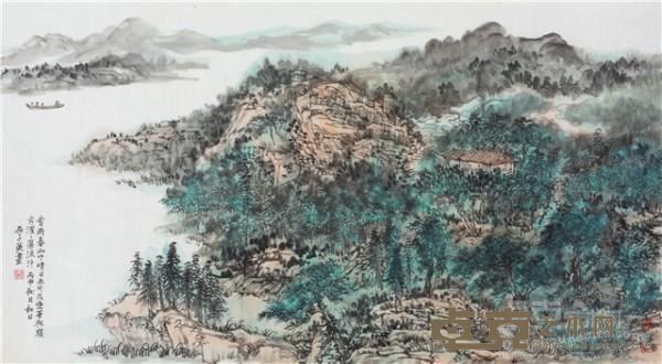《看雨春山中》  吴子英 97×180cm  纸本