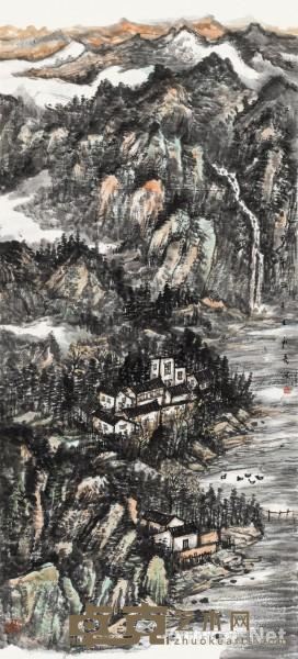 《故乡又沐春岚日》  王永亮 142×65cm 2014年 纸本