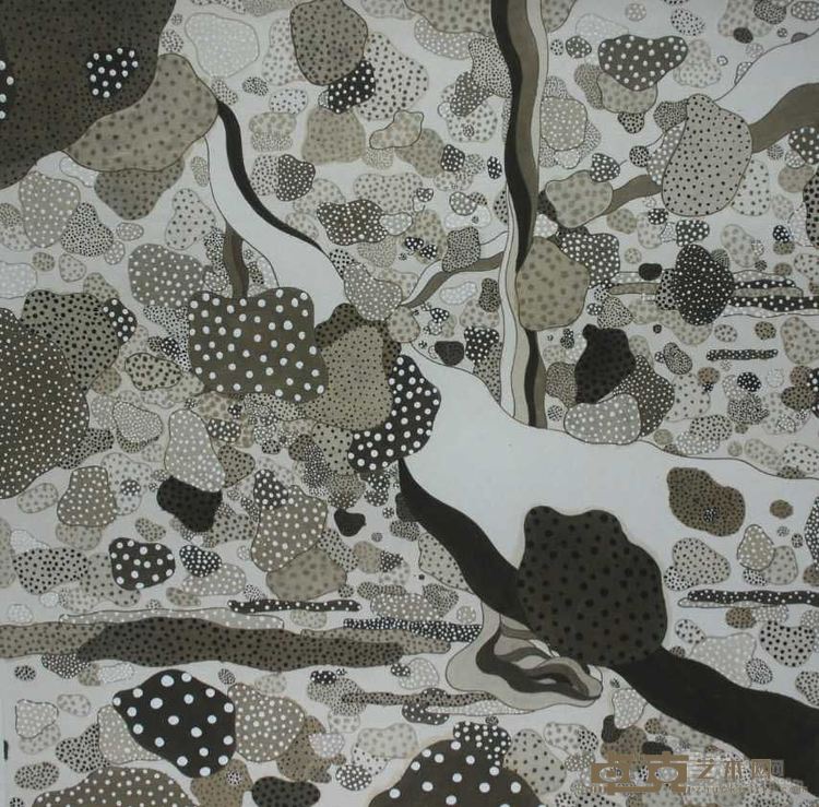 黄圆静作品 纸本国画材料 48X48cm