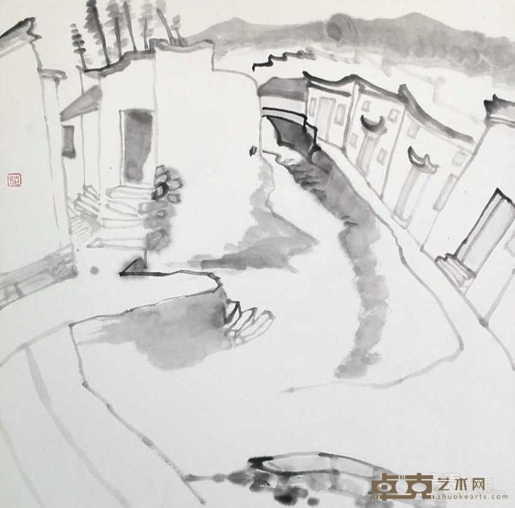 花元飞 查济写生 33x33cm  2016