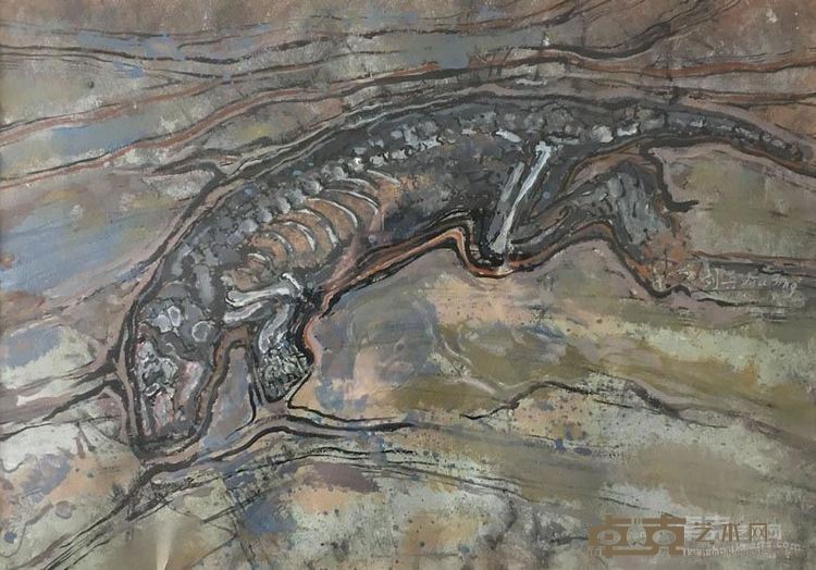 刘兵 化石  纸本丙烯35x58cm2009年