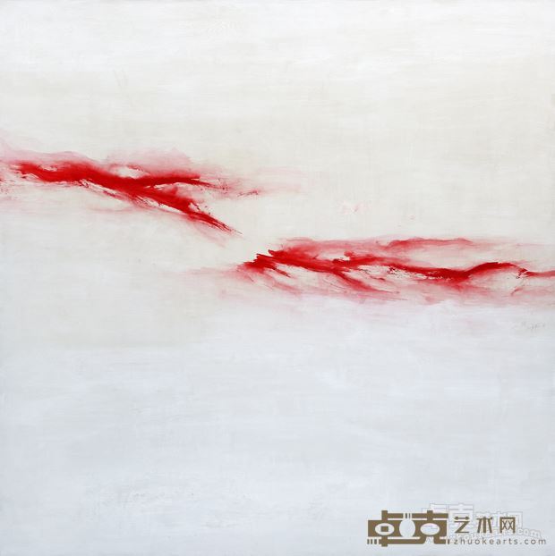 朱青生 《07927》180×180cm 画布朱墨 2010-2015