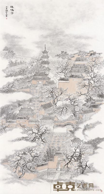 陈明月　鸡鸣寺 纸本设色　180x97cm 2016