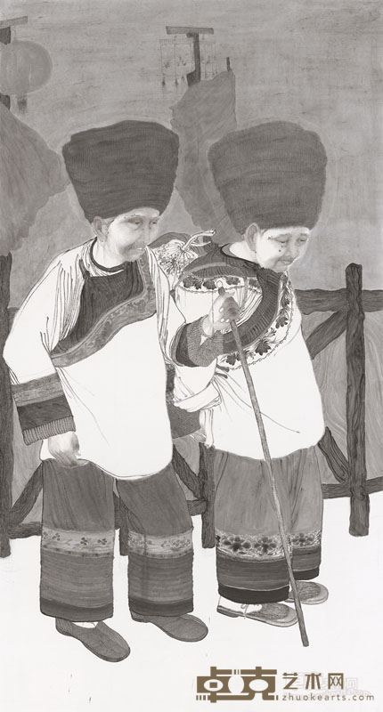 李伟伟 湘西老人  纸本水墨　180x97cm　2017