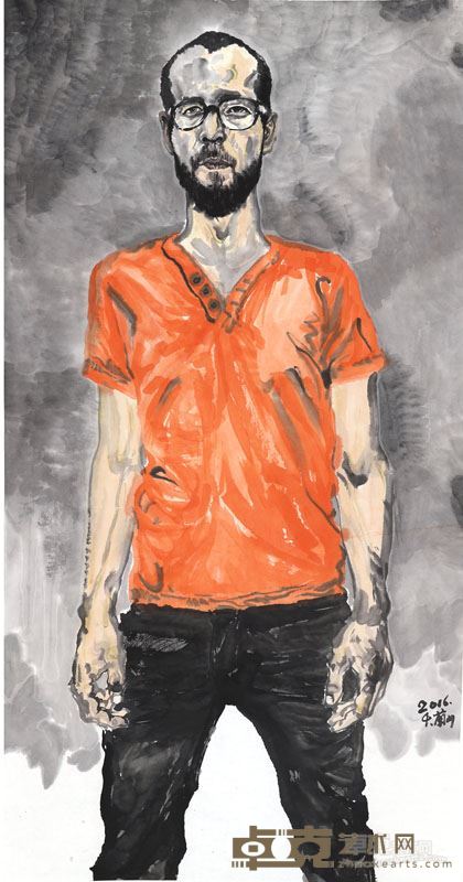 贺兰山 灵魂只能独行之一  纸本设色  136x68cm 2016年