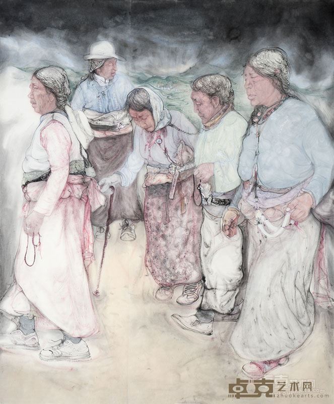 梁雨 寻梦路上 纸本设色 198×198cm  2016