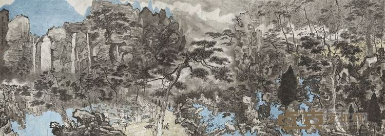 束新水  梦园 纸本水墨 220cmx620cm 2015