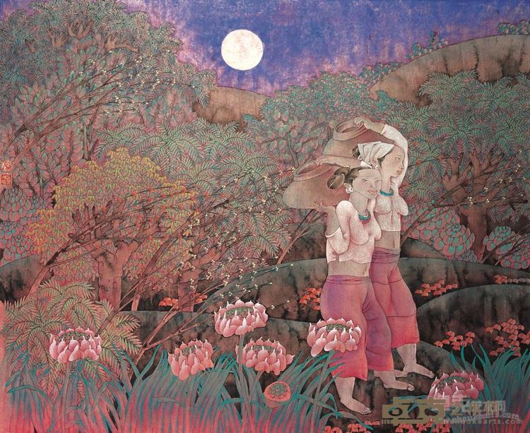 汲水原上  纸本工笔  73x89cm  1995